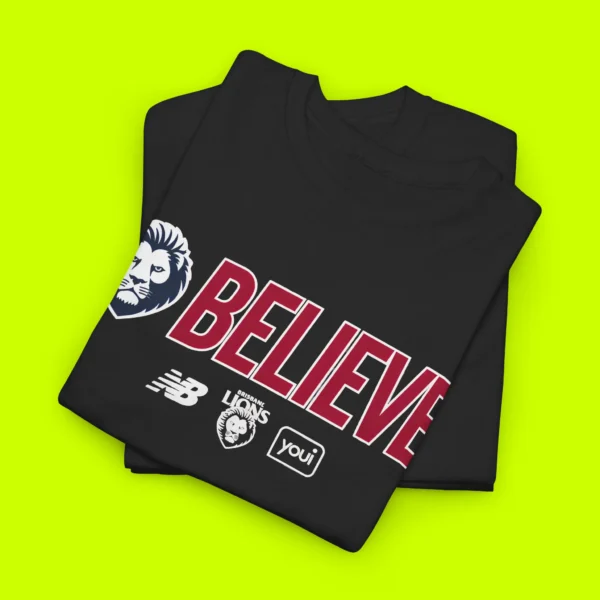Brisbane Lions Believe 2026 AFL Grand Finalist Shirt Close-up