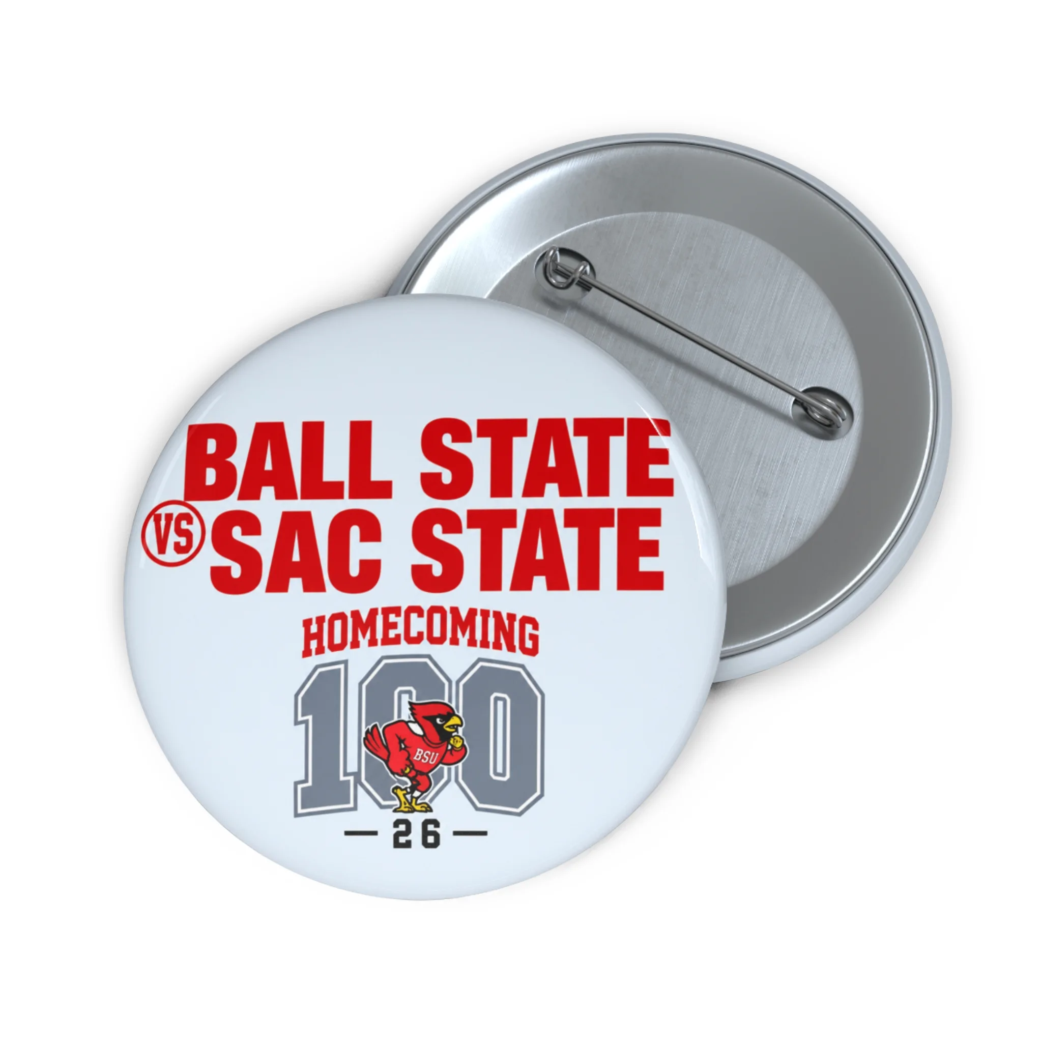 ball-state-vs-sac-state-homecoming-2026-custom-pin-button Ball State vs. Sac State Homecoming 2026 Custom Pin Button